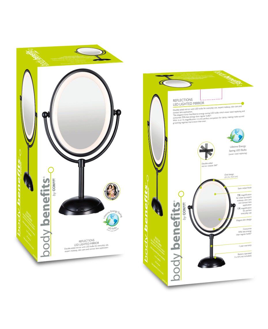 VS Sassoon LED Lighted Mirror Matt Black Shaver Shop